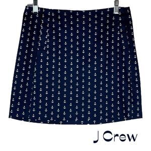 J Crew Navy With White Anchors Vacation Cruise Sailing Skirt NWOT Size 0